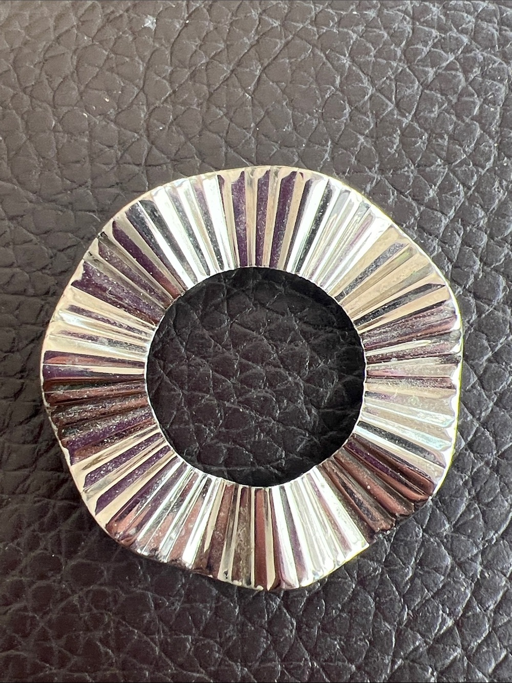 Silver Sunburst Round Brooch